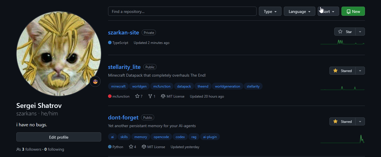 Поставить мне звёздочки на репозиториях GitHub